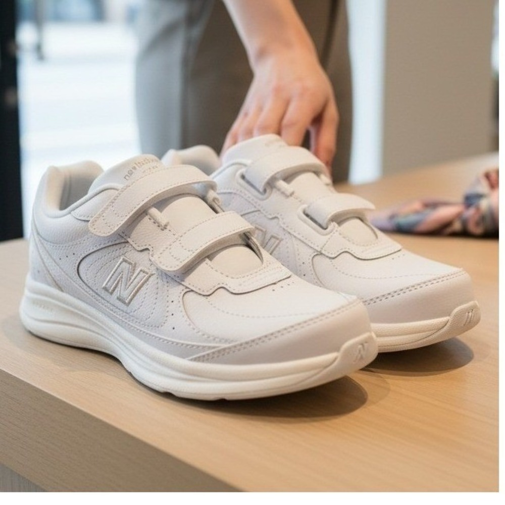 New Balance 577 White Velcro Walking Shoes Sneakers Women's Size 8 Narrow 2A